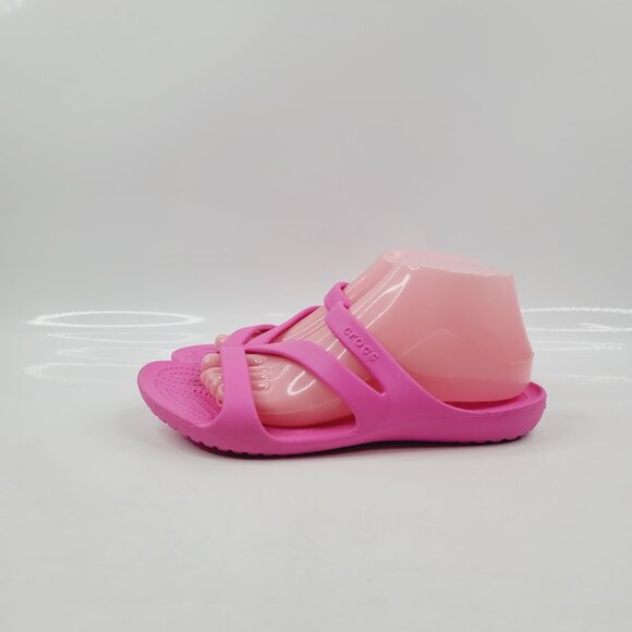 Crocs Women's Pink Kadee Li Triple Strap Slip-On Slide Sandal Size 8 - Picture 2 of 7